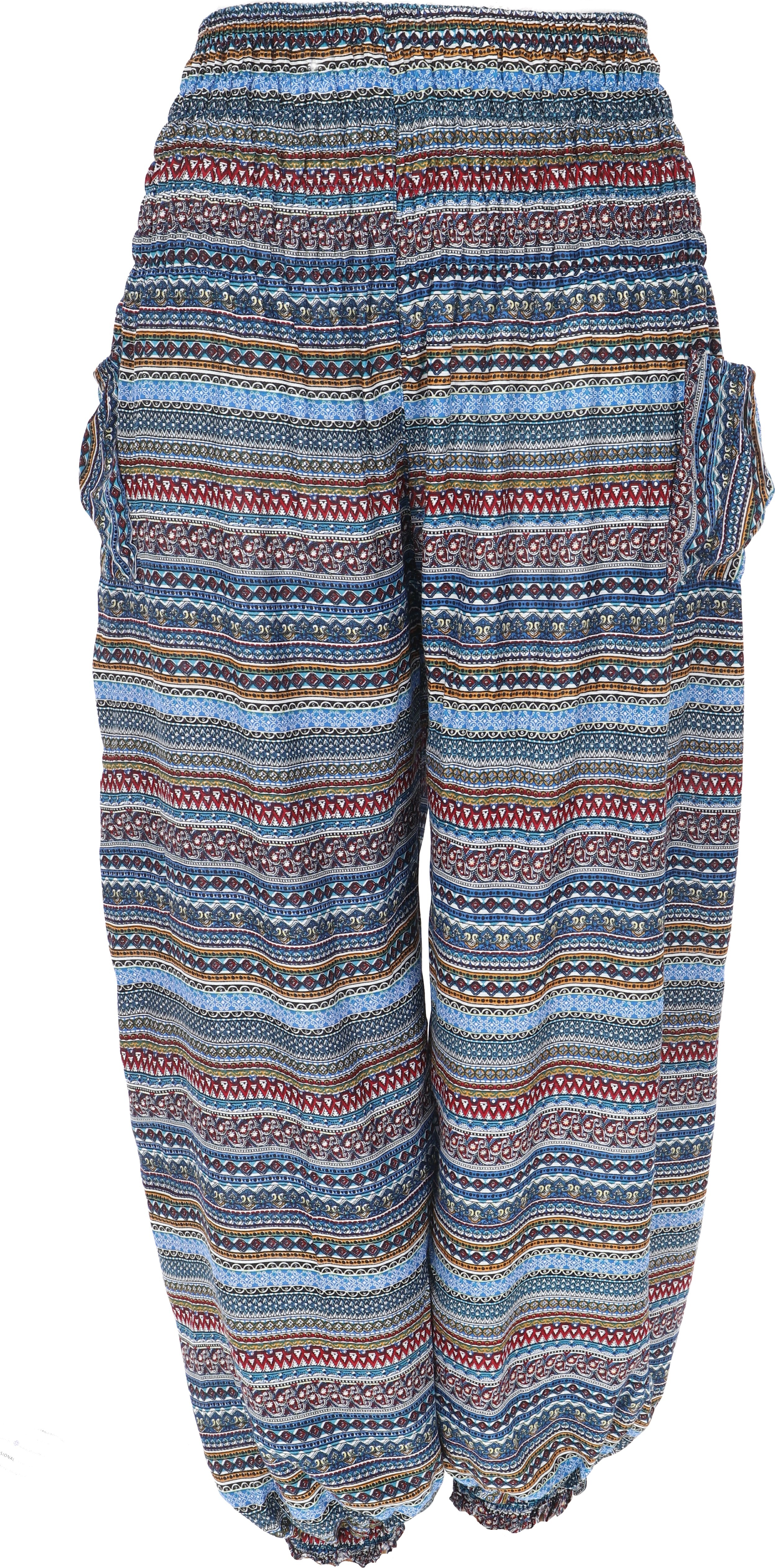 Guru-Shop Luftige Pluderhose, Sommerhose, Yogahose - Blau/rot, Damen, Viskose, Hosen 57359