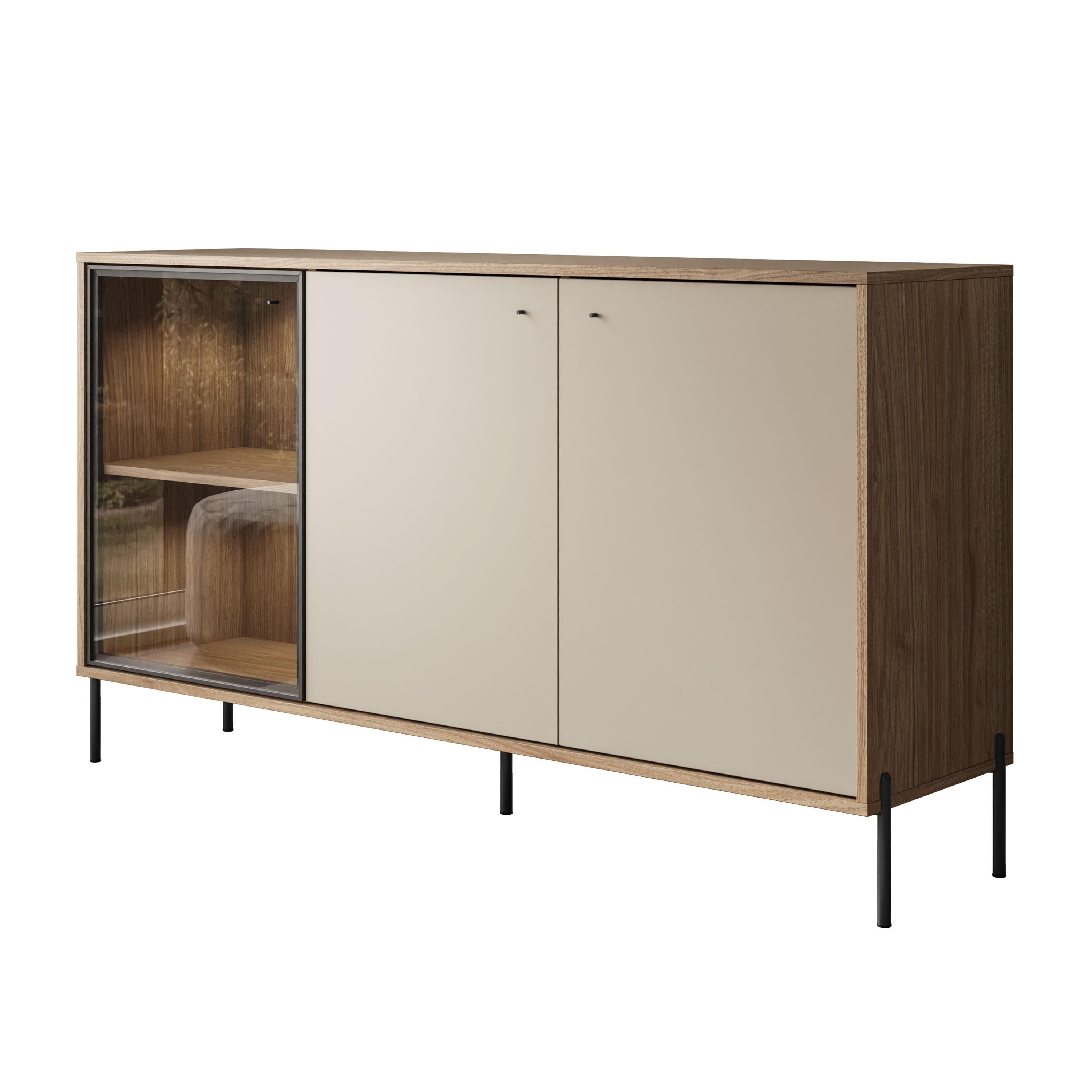 Lookway Dreitägige Kommode ISA 3D mit LED-Beleuchtung auf hohen Beinen, Tonfarbe + Columella CAL01313