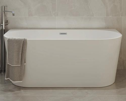 Jungborn Halbfreistehende Badewanne ONE 169 x 80 cm weiß glänzend