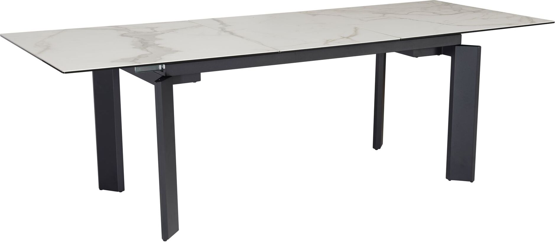 Kadima Design Esszimmertisch 180x95x77 cm Keramik Glas Esstisch Weiß Marmor-Optik, Küchentisch ausziehbar bis 240 cm, Glastisch Groß, Speisetisch Esszimmer Rechteckig mit Metallbeinen SAFWL7.151