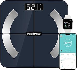 Akhan Körperfettwaage, Bluetooth Personenwaage mit App, Smart Digitale Waage für Körperfett, BMI, Gewicht, Muskelmasse, Wasser, Protein, Skelettmuskel, Knochengewicht, BMR, Schwarz 174861490