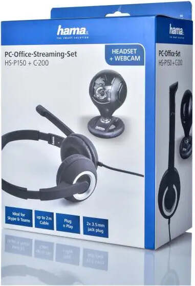 Streamovacia súprava HAMA HS-P150, náhlavná súprava s mikrofónom, kamera Spy Protect 720P, čierna