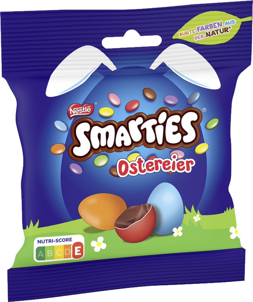 Nestlé Smarties Ostereier gefüllt mit Schokolinsen Zuckerüberzug 85g 874124