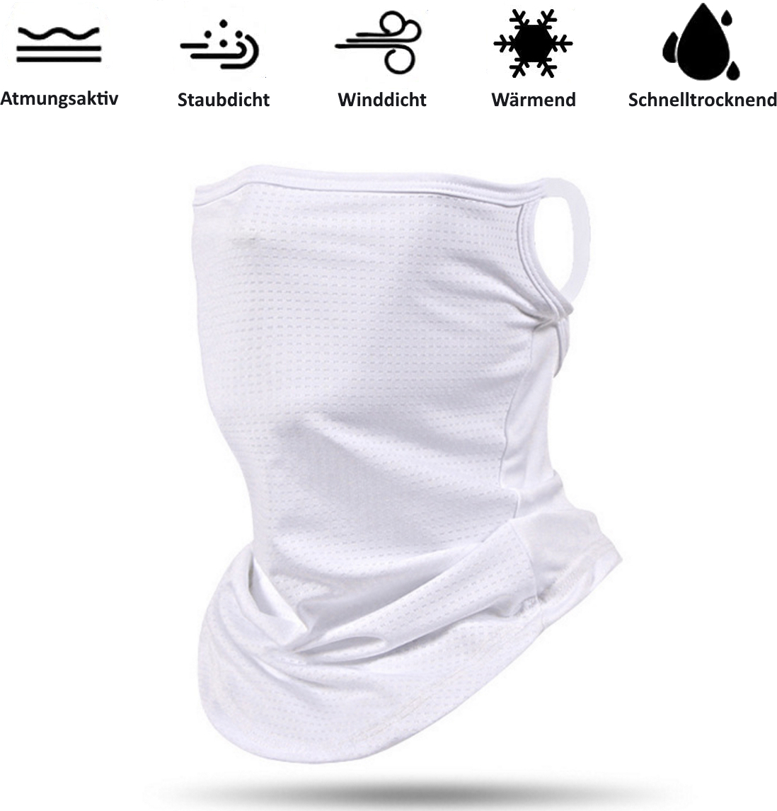 tobilu® Schlauchschal Mund-Nasen-Maske in Weiß, Behelfs Maske, Multifunktionsschal, Multifunktionstuch, Halstuch, Halsmanschette für Damen & Herren