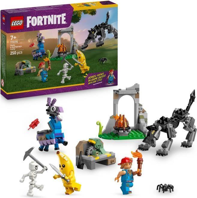 LEGO Fortnite Le Camp de Banane et Mécano 77075, stavebnicová sada, obsahuje minifigúrky Banane a Mécano, modulárne ruiny, od 7 rokov