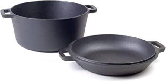 OEM Gusseisen Wok schwarz, flacher Boden, Induktion, vorgeglüht, 2-in-1, bis 400 Grad 2026