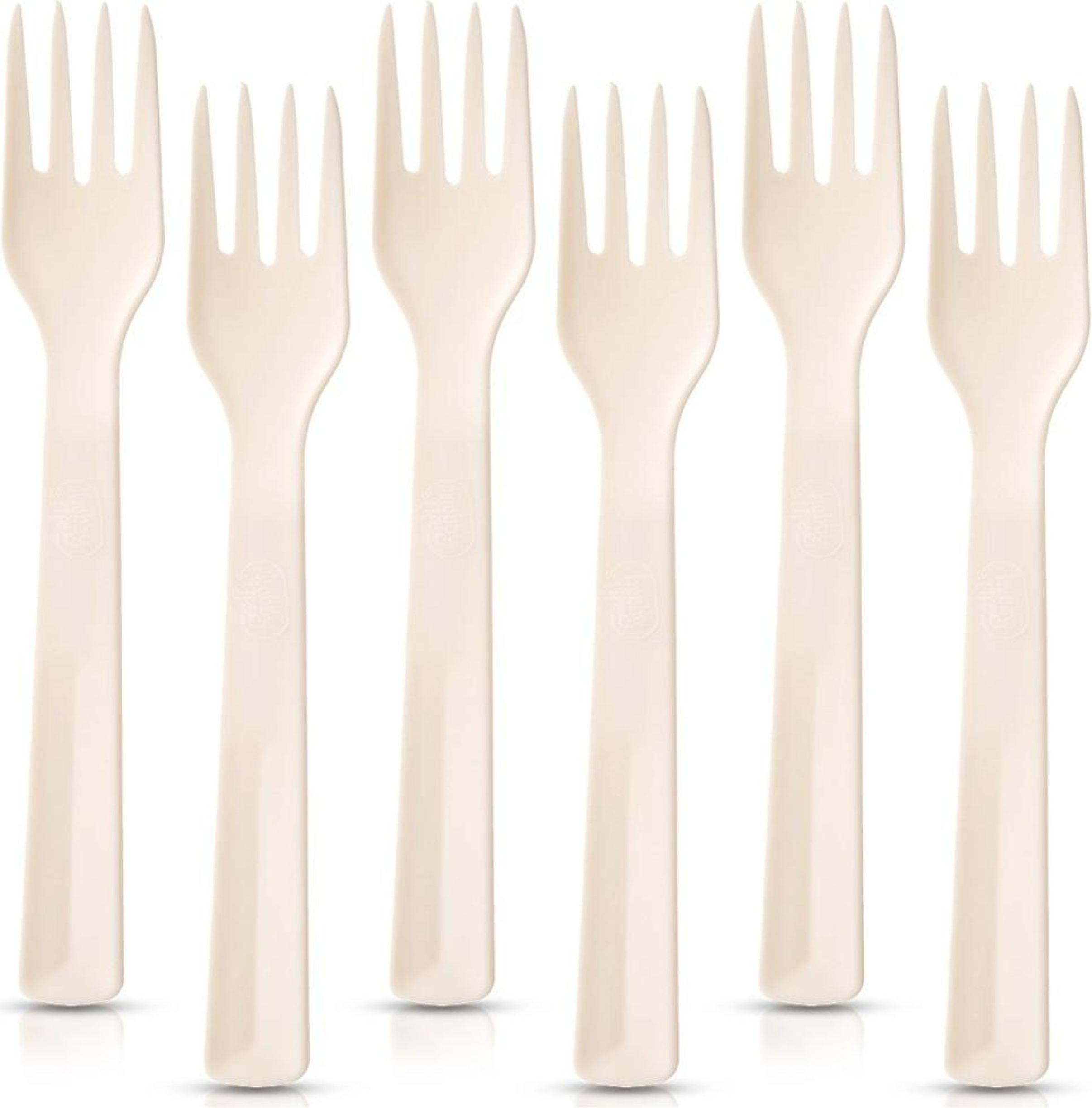 Orion | Gabeln - Kunststoff - Set mit 6 Stück - Beige - Ideal für Events und Feiern - SANDY