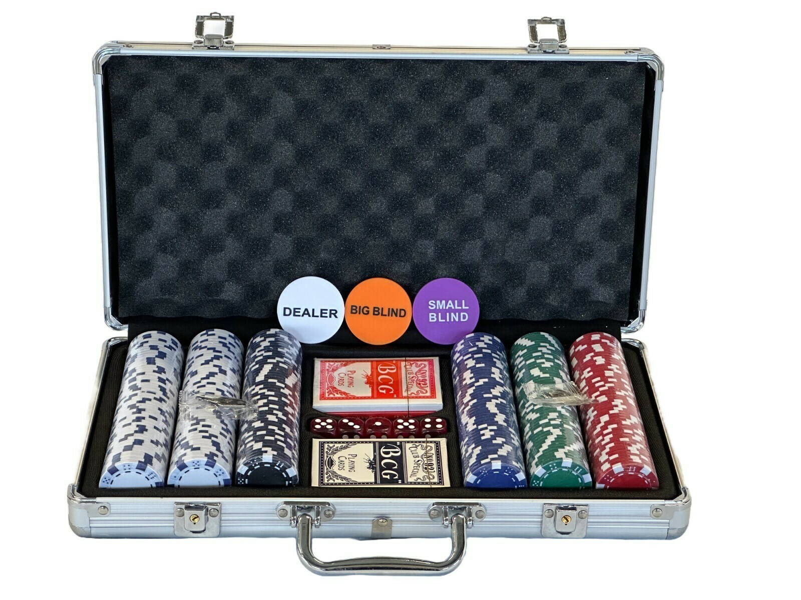 Pegasi Pokerkoffer - Pokerset - 300 Laser Pokerchips - Poker Komplett Set 11.5g Chips Deluxe - Ideales Texas Hold Em Set - Mit Koffer, Pokerchips, und Pokerkarten PEG-PS300-ALU-CASE