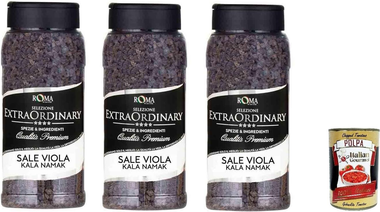 ROMA FINE FOODS 3x Romanero Viola Schwarz-Lila Salz-Kala-Namak-Körner 920gr + Italian Gourmet Polpa 400g LJ-IA00-X80V