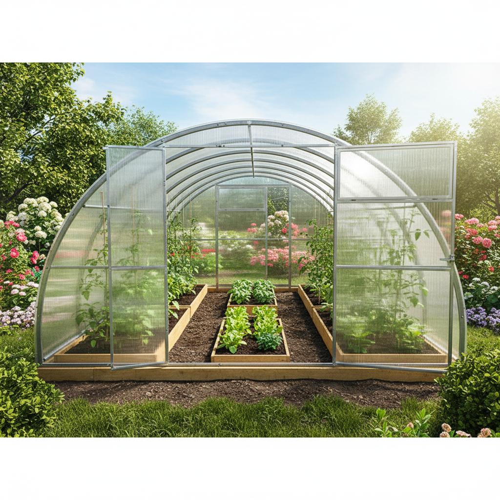 Garten Dream Gewächshaus „Sofia“ 3,5 x 12 m mit 4 mm Polycarbonat. Türen an jedem Ende.