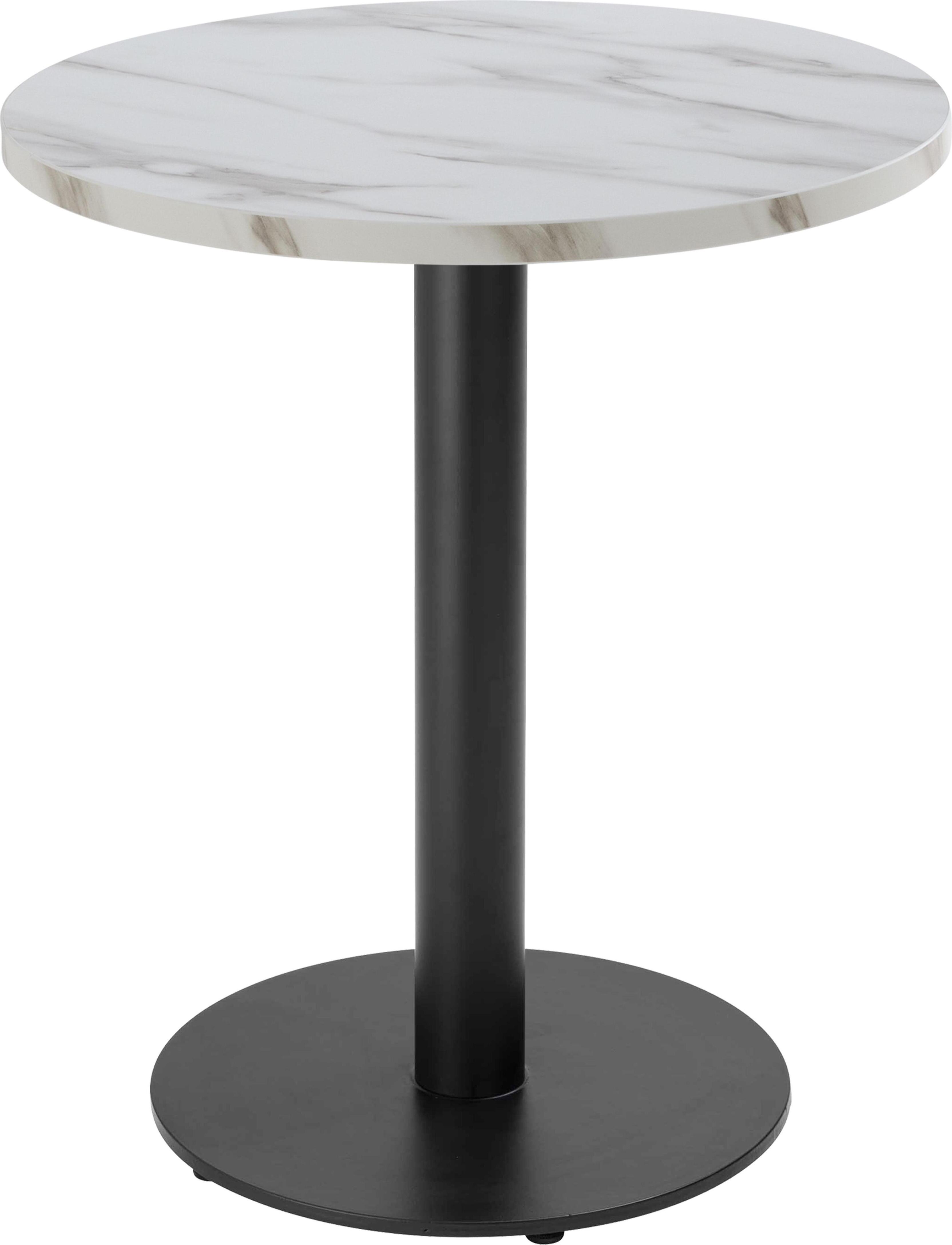 Tisch rund 60 cm schwarzes Bein und weißer Marmorüberzug - Oviala Rivoli 113167