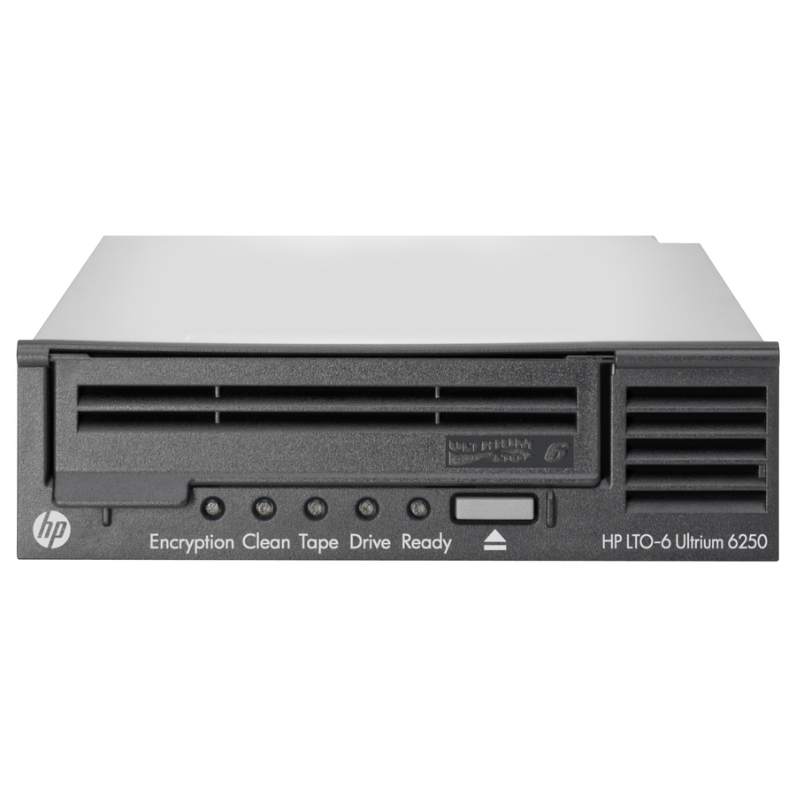 HP StoreEver LTO-6 Ultrium 6250 Internal Tape Drive with (5) LTO-6 Media/TV, 6250 GB, 1.45 Gbit/Sek, 512 MB, 242.1 x 137.9 x 290.1 mm, 2.49 kg, 5,25 Zoll, halbe Bauhöhe Image