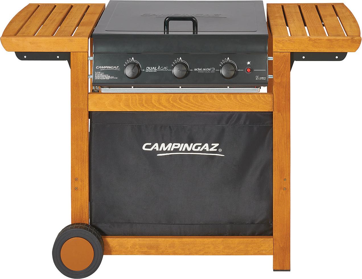 Campingaz Adelaide 3 Woody DualGas, 14000 W, Grill, Liquified Petroleum Gas (LPG) + Methan, 3 Zone(n), 14000 W, 830 g/h 3000005744