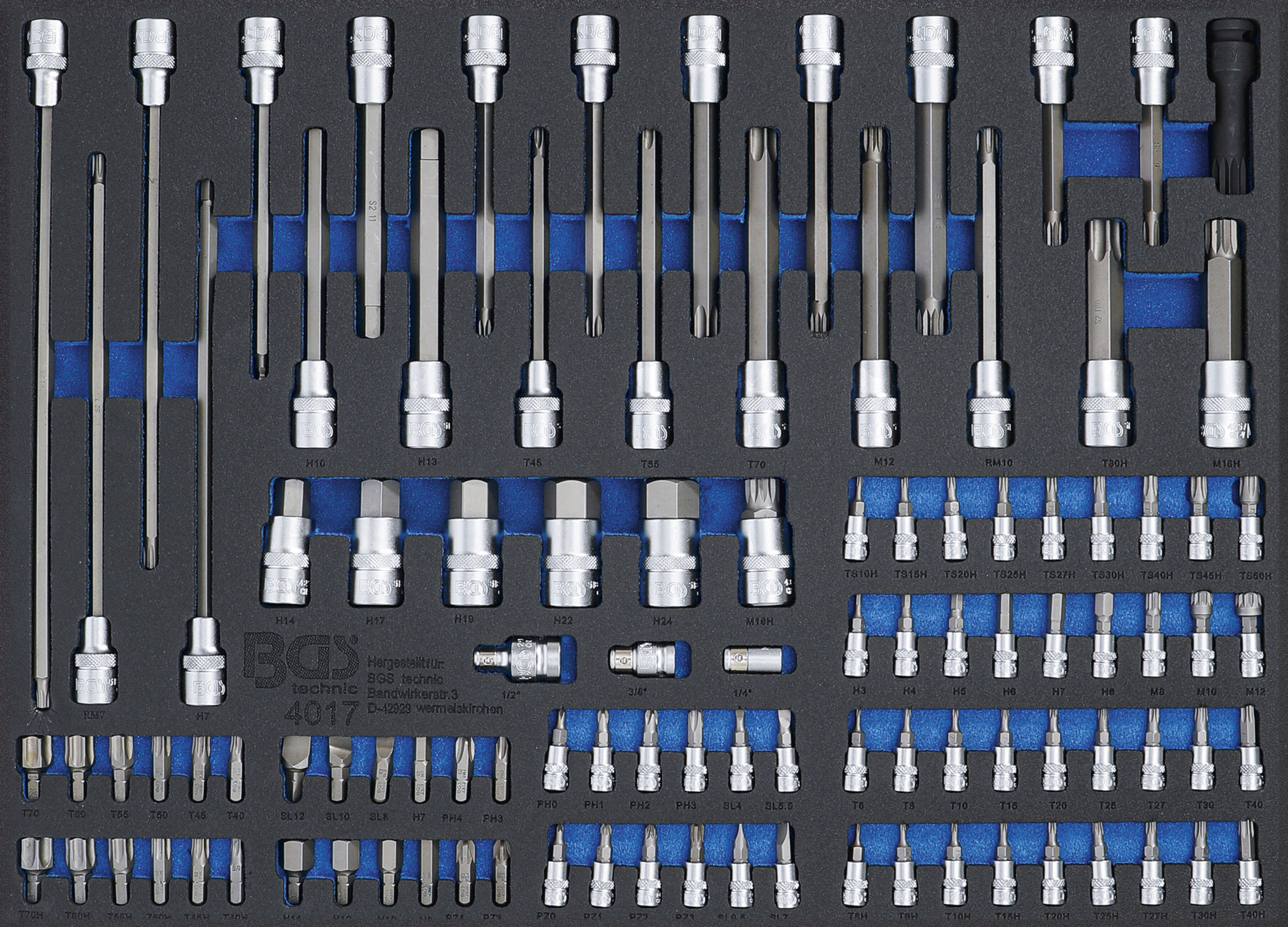 BGS technic BGS 4017 3/3 Werkstattwageneinlage: Bits und Biteinsätze, 104-tlg.