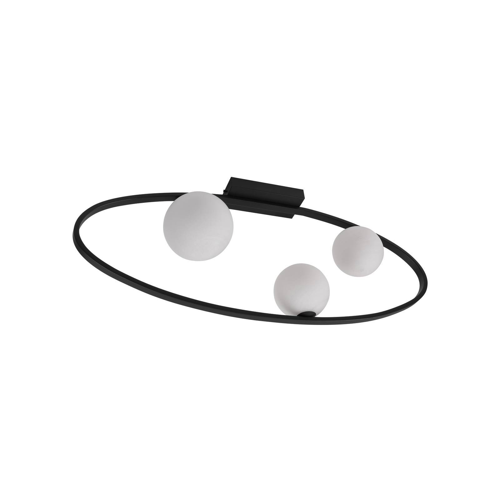 Lucande Deckenleuchte Kulka, 3-flammig, schwarz, Glas, G9 10020427