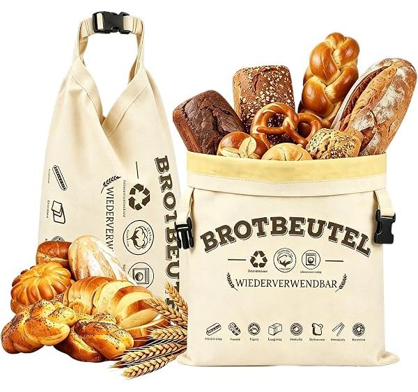 Elkuaie Brotbeutel Bienenwachs 43×33 cm, 2 Stück Bienenwachs Brotbeutel Leinen, Bienenwachsbeutel für Brot, Wiederverwendbare Natürliche Bread Bag, für Selbstgebackenes Brot und n 20260720-Say-KFCP-83