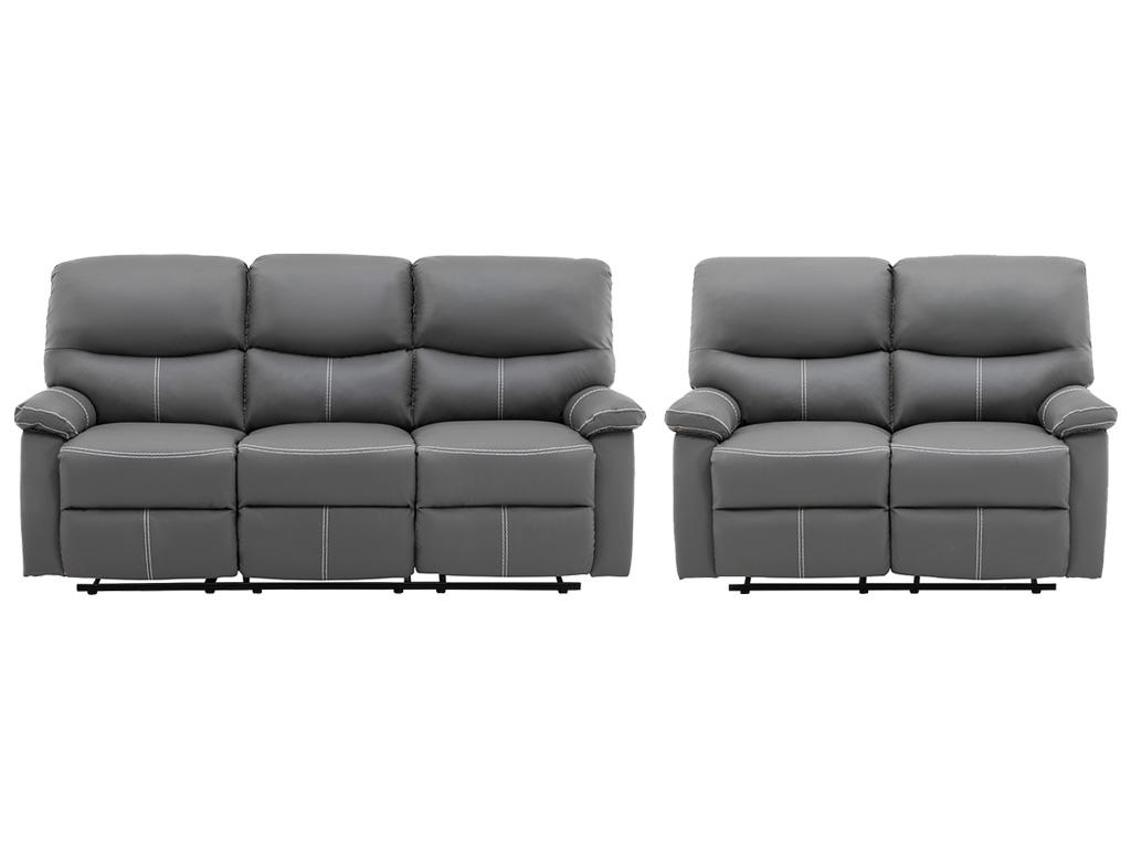 Vente-unique 3+2-Sitzer-Sofa mit Relaxfunktion aus in Grau CANBY