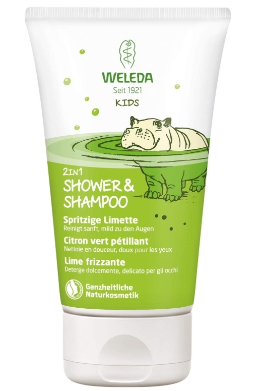 Weleda Kids 2v1, Jemný Šampon a Sprchový Gél pre Deti s Prírodnou Limetkou - 150 ml. Účinné čistenie v jednom produkte.