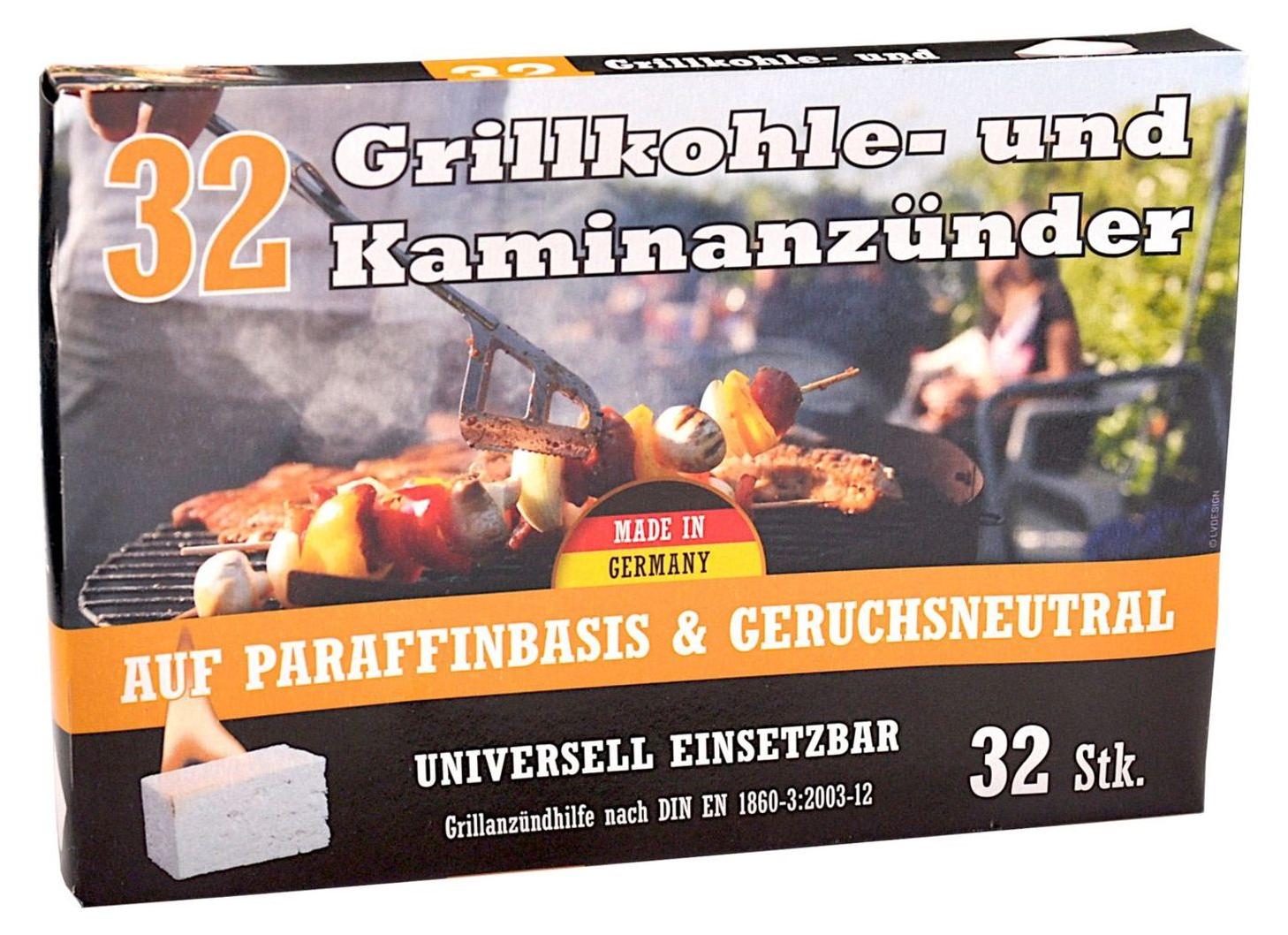 Buri 24x Kohleanzünder 32er-Pack Ofenanzünder Grillanzünder Kaminanzünder Anzünder 00351 x24