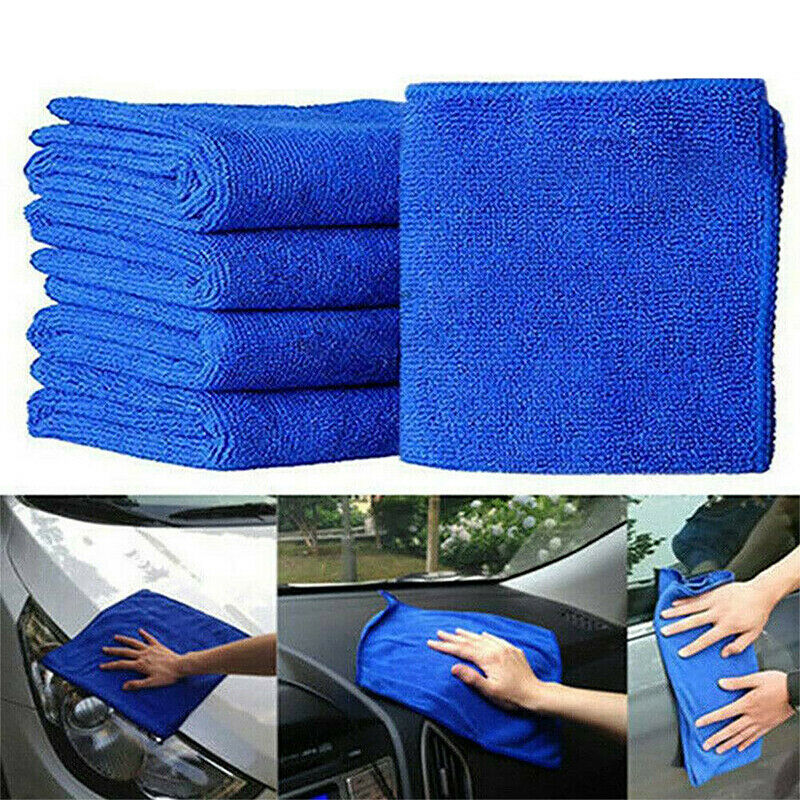 50 Stk Mikrofasertücher Auto Reinigung Microfasertuch Handtuch Waschlappen Blau 