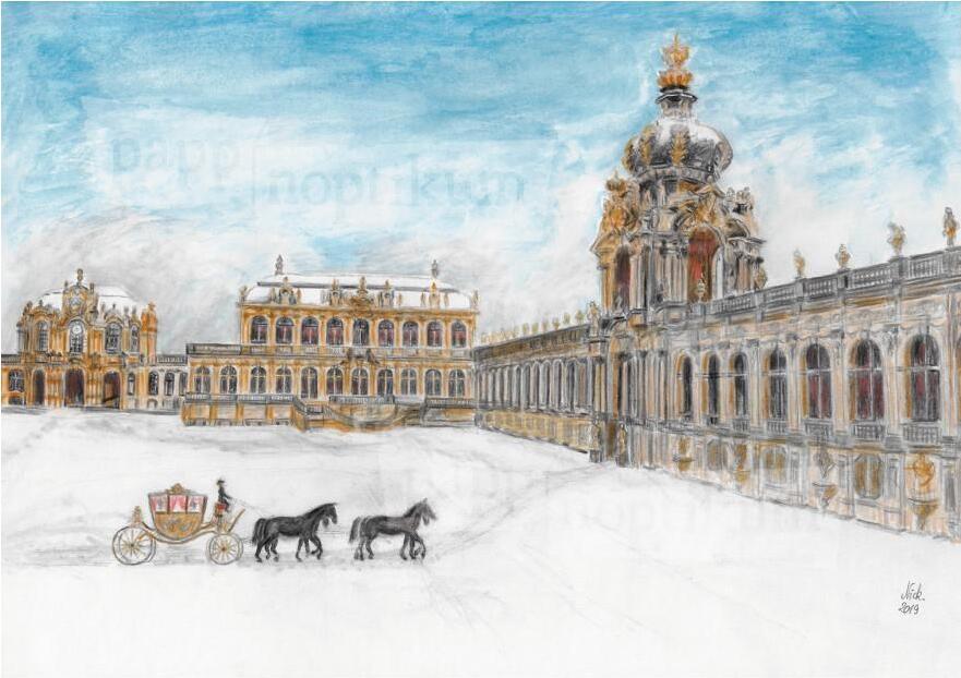 Pappnoptikum Gmbh Mini-Adventskalender Dresdner Zwinger mit architektonischen Motiven