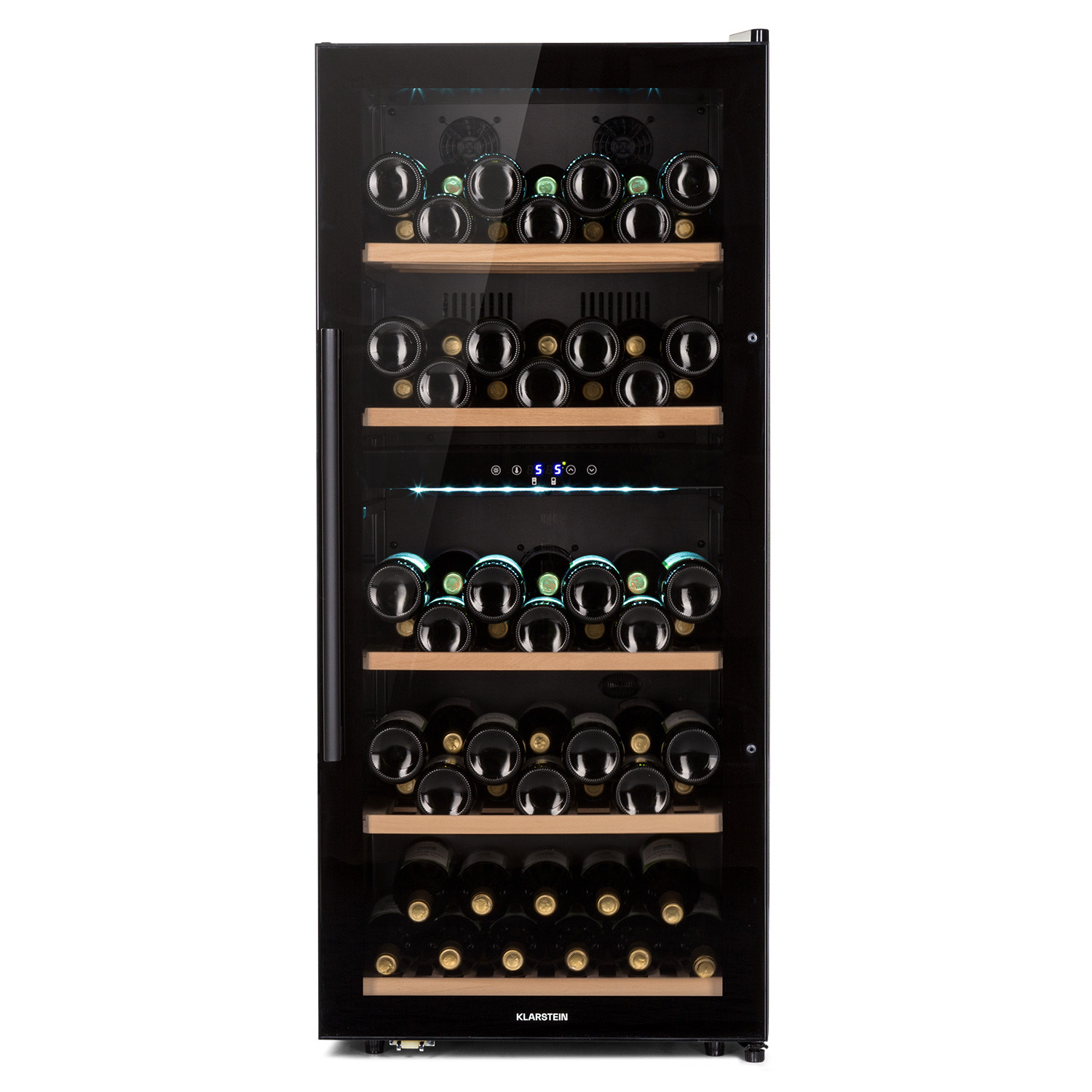 Klarstein Weinkühlschrank, Getränkekühlschrank Schmal, 2 Zonen Kühlschrank mit Glastür, Getränkekühlschränke Freistehend, Weinkühlschrank Klein, Weinkühlschränke mit UV-Schutz, 5-18°C, 91 Flaschen 35