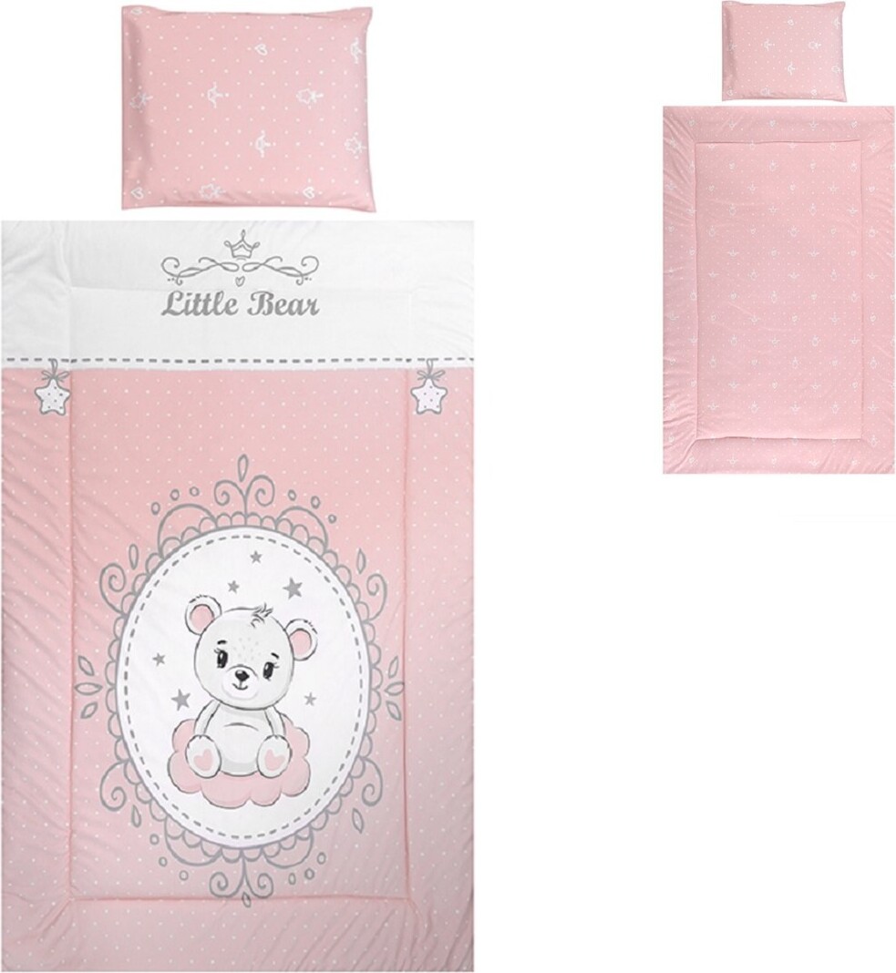 Lorelli Kinderbettwsche 3-teilig, Decke 140 x 95 Kissen 43 x 35 Laken 150 x 100 wei rosa 10420015902