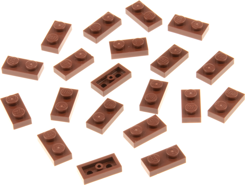 20x Lego stavebnica 1x2 doska červená hnedá lišta Star Wars 4211150 6225 28653 3023