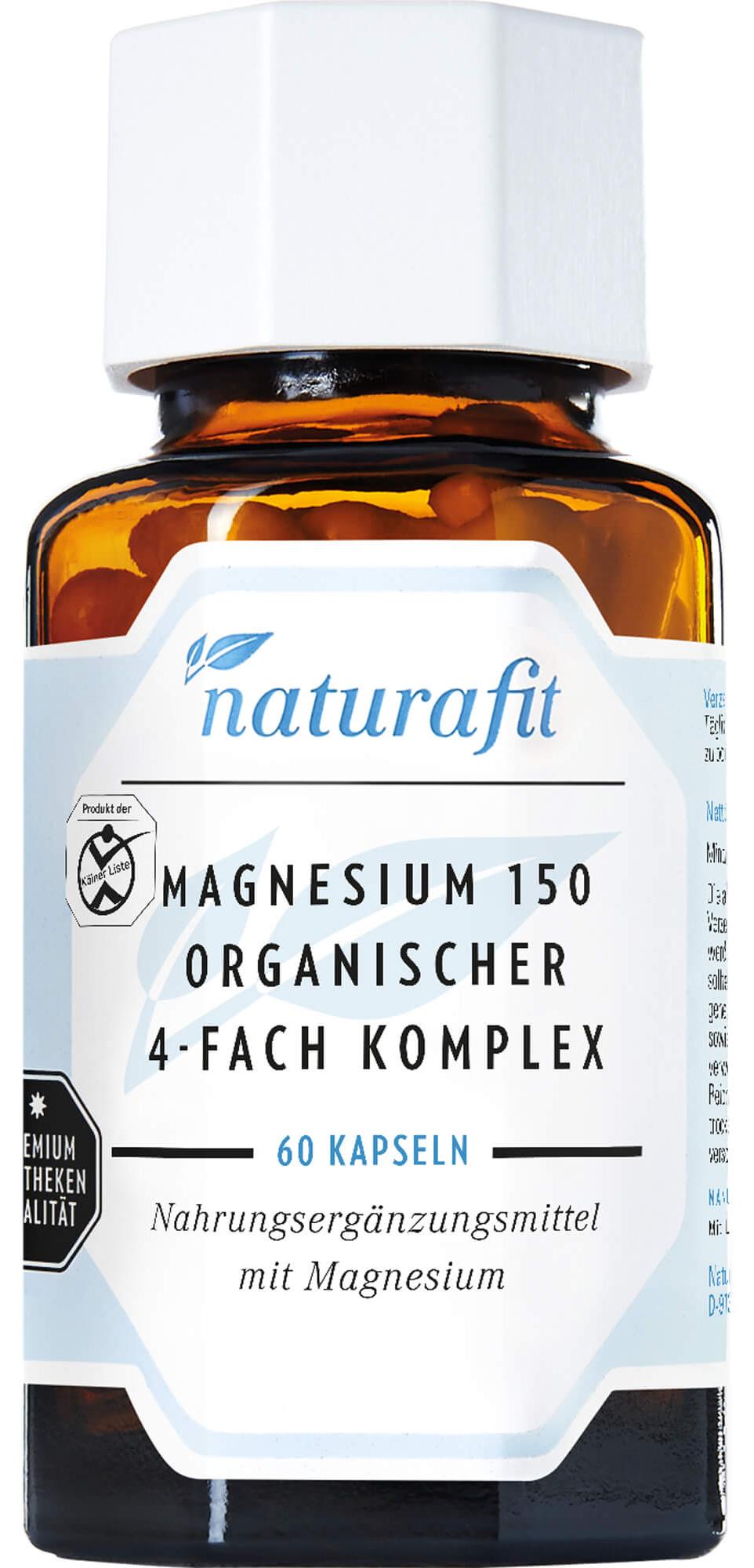 Naturafit Magnesium 150 organischer 4-fach Komplex Kapseln, 60 St. Kapseln 18501323