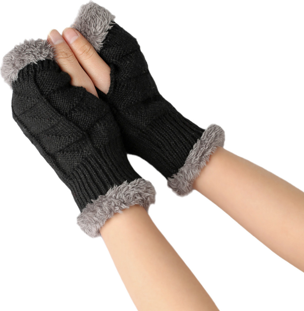 Fingerlose Strick Handschuhe Damen - Y2K Herz Design Winter
