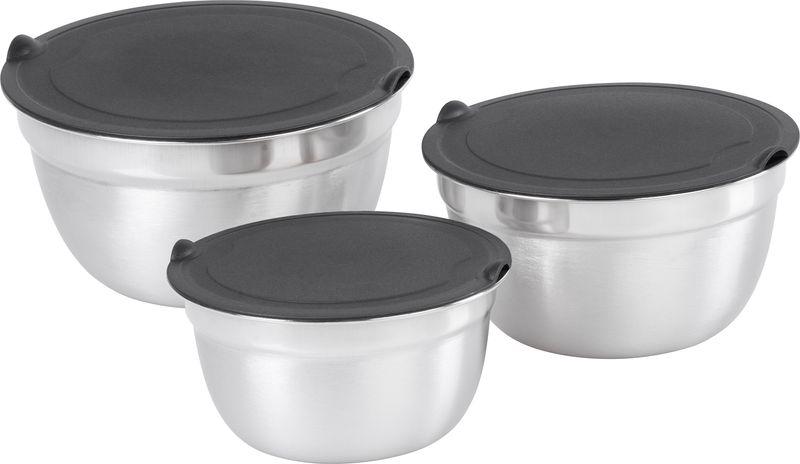 Schüssel MagicHome, Edelstahl, mit Deckel, 14-16-18 cm, Set 3 Stk.
