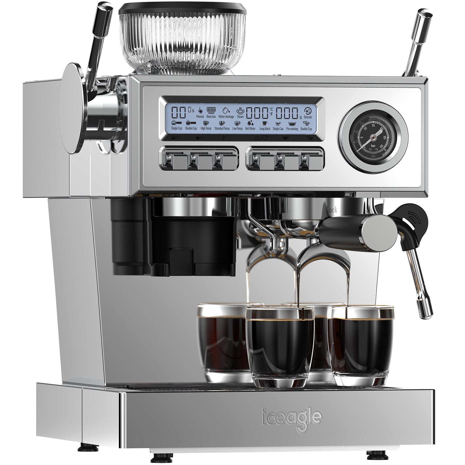 Espressomaschine mit italienischer 20-bar-Pumpe, Kaffeemühle, Portafilter, Kaffeemaschine mit Cappuccinatore, Barista-Kit, 20 Bar, 3 Temperatu