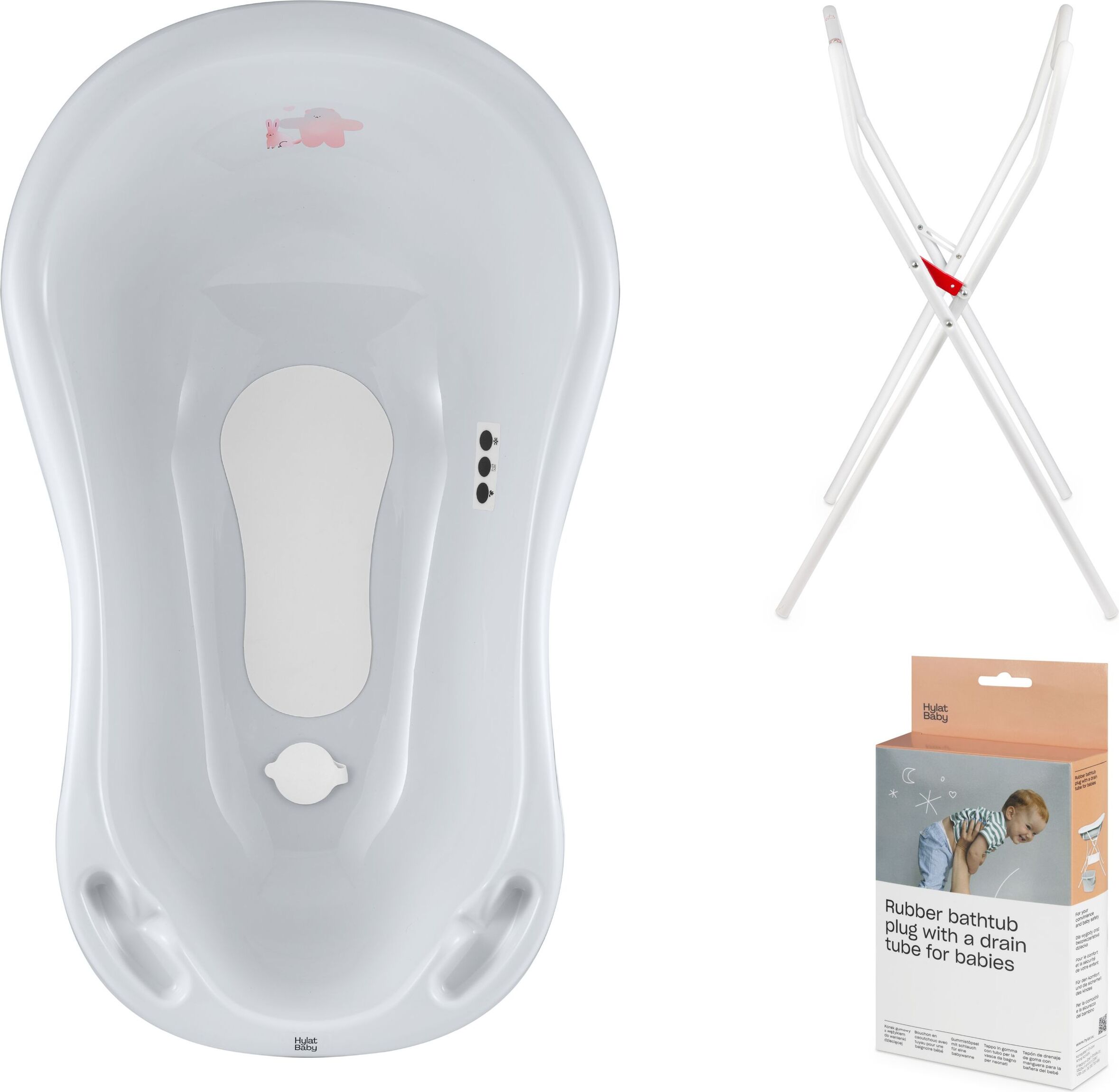 Vasca Da Bagno Pieghevole Per Neonati – 80 Cm Con Termometro, Tappetino Antiscivolo E Imbottitura, Struttura Stabile, Colore Grigio
