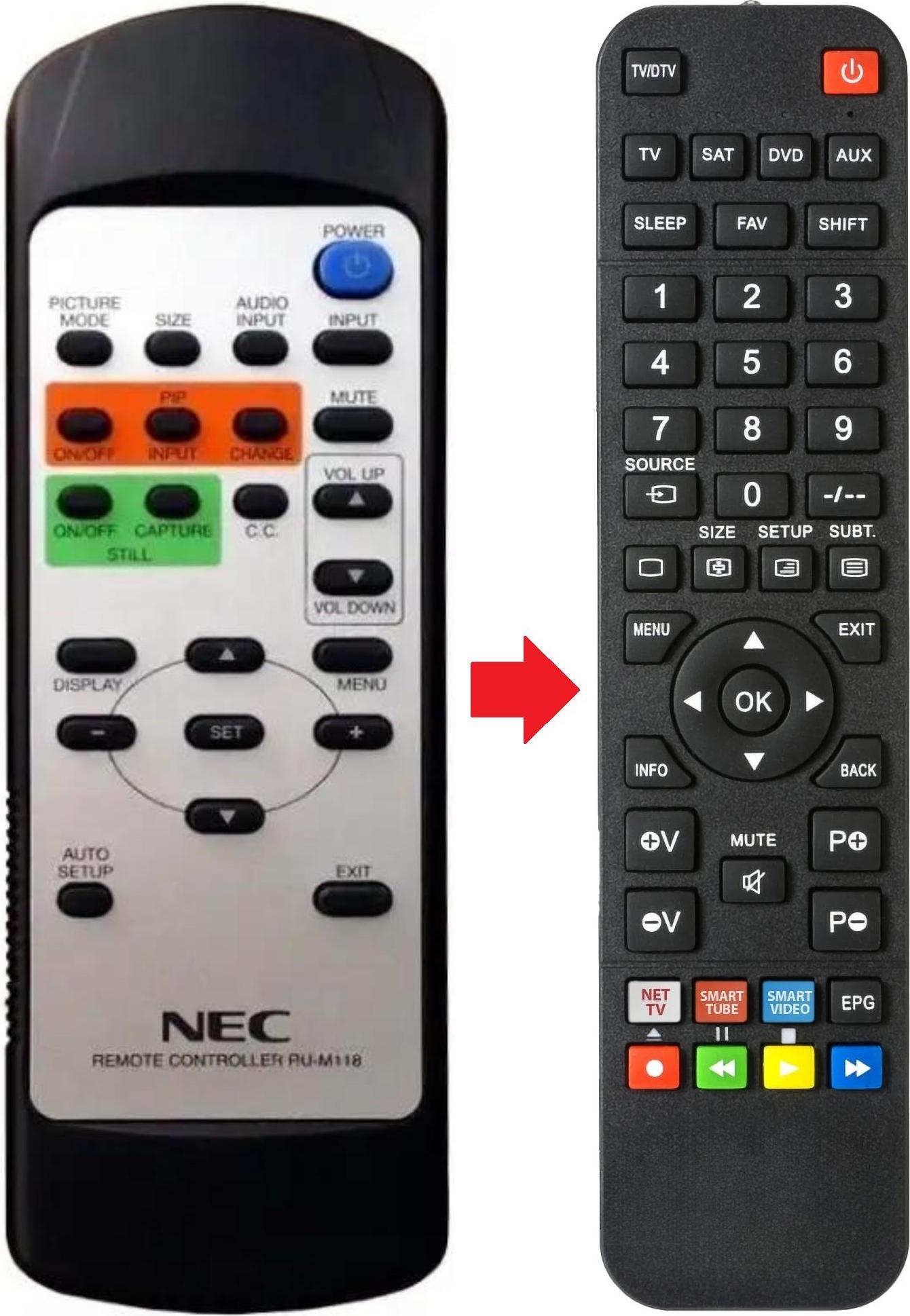 ARKAIA Fernbedienung geeignet für NEC MULTISYNC-V321 | MULTISYNC-V461 MULTISYNC-V321 | MULTISYNC-V461 | MULTISYNCV321