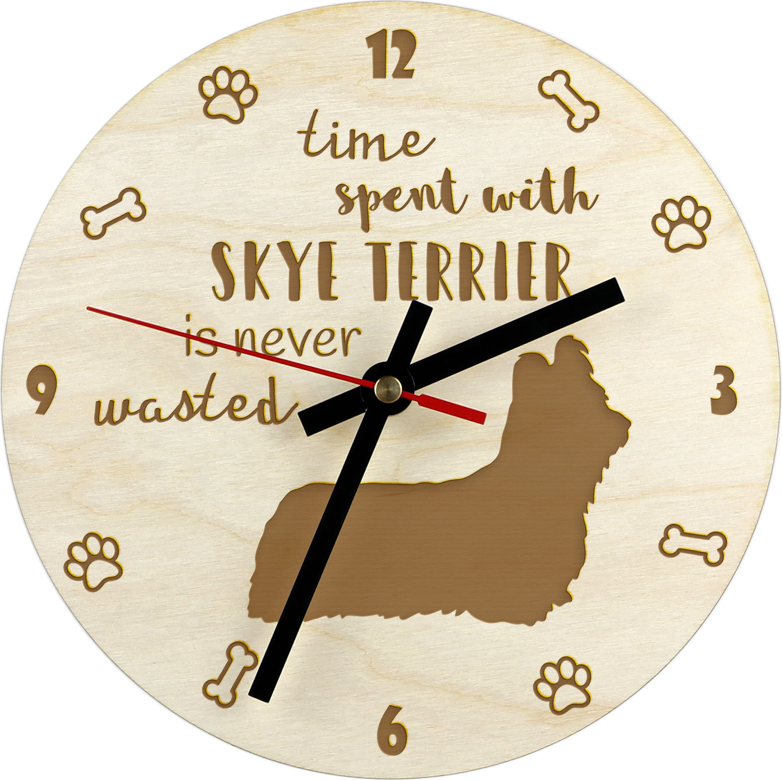 Silky teriér - hodiny so psom, drevené hodiny s gravírovaním, personalizované hodiny od Art-Dog