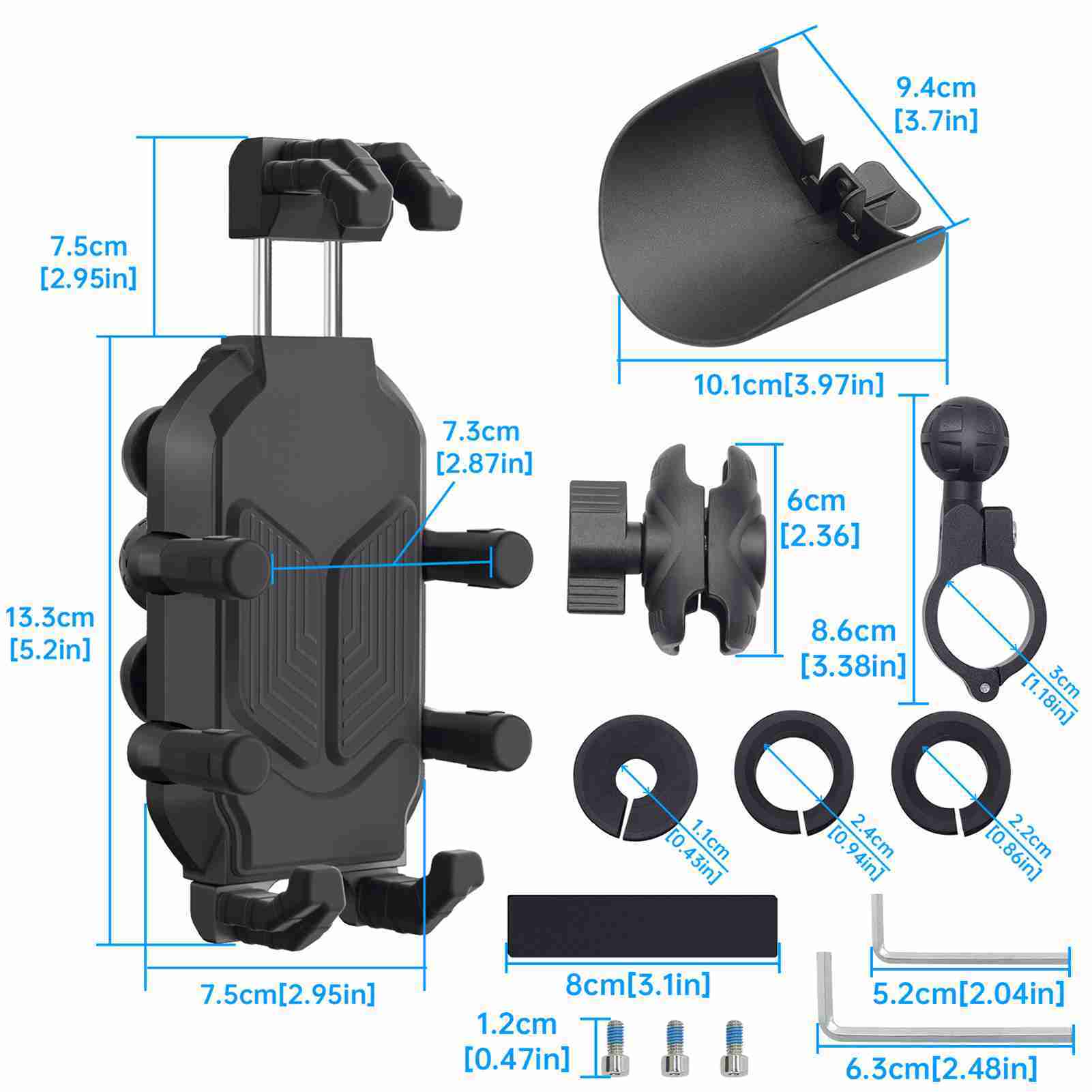 Cocosity Motorrad-Telefon-Halterung,Motorrad-Telefon-Halter,Fahrzeuge Telefon-Halter,Motorrad-Lenker-Telefon-Halter,Einstellbare Motorrad-Telefon-Ständer