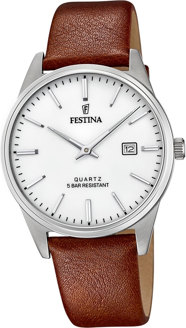 Festina kožené elegantné pánske hodinky s remienkom F20512/2 hodinky Brown Classic D2UF20512/2