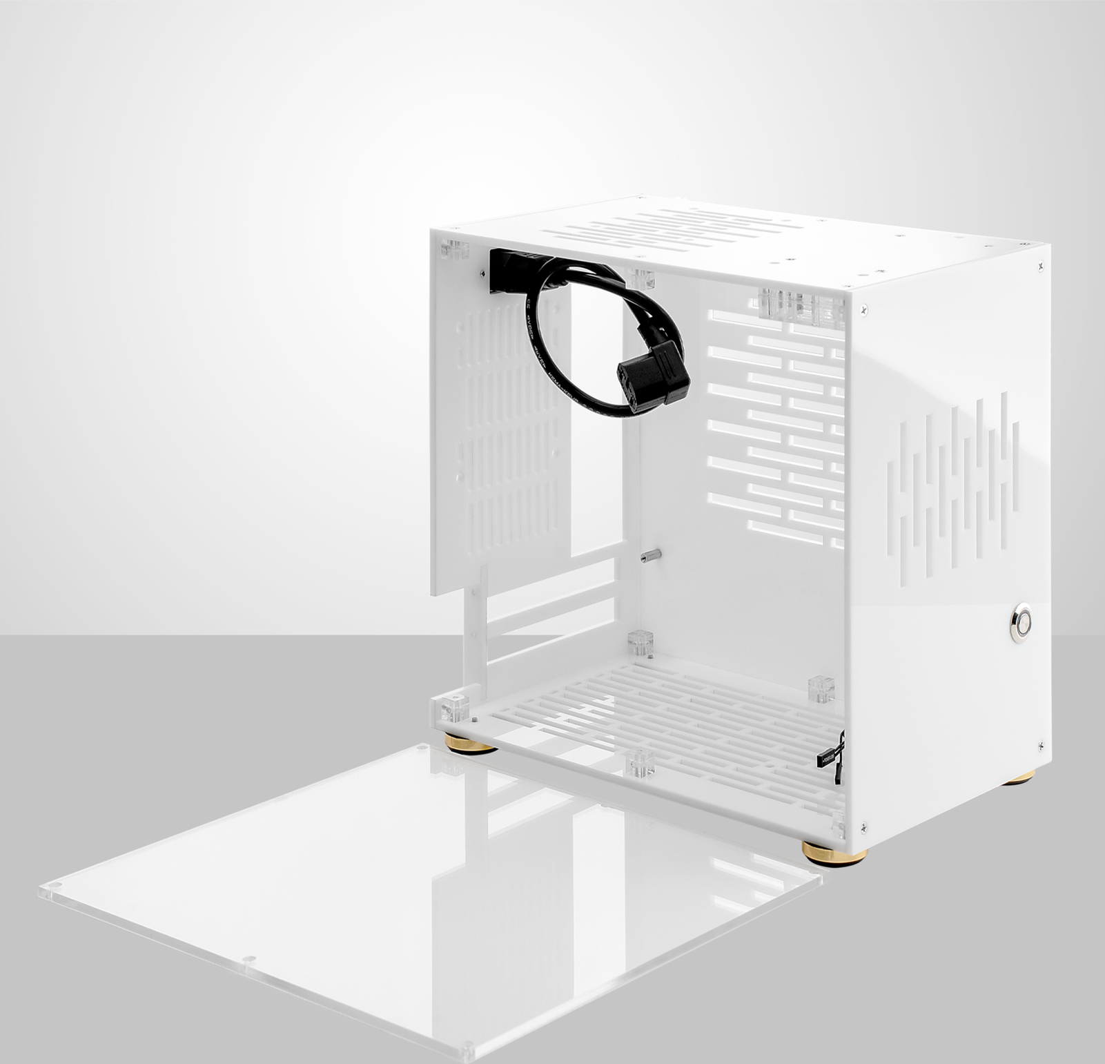 andoer Kleines Computergehaeuse, Plexiglasschale, kompaktes PC-Gehaeuse, Desktop-PC-Gehaeuse, ITX-Motherboard, 210-mm-Grafikkarte, SFX-Netzteil, 360¡ã-Rundum-Waermeableitung, PC-Gehaeuse