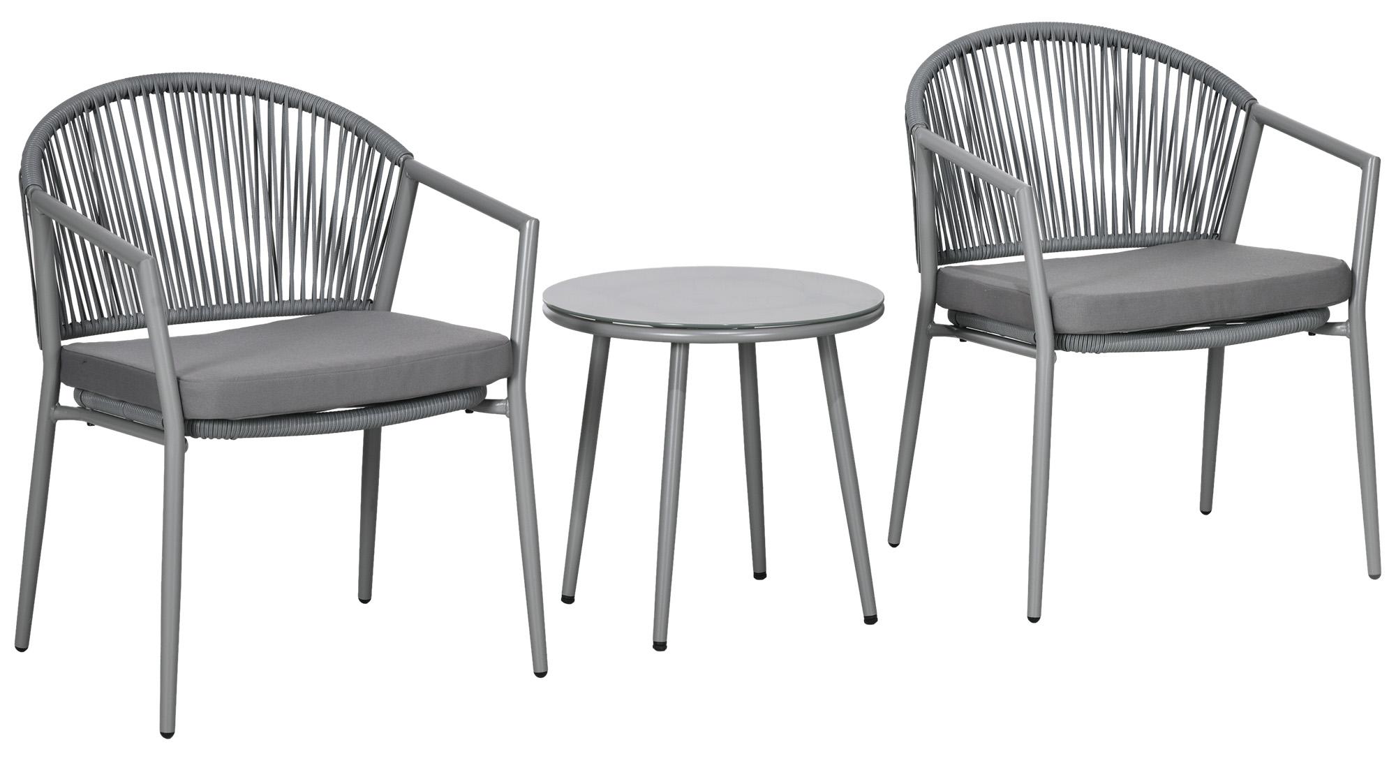 Outsunny Rattan Bistroset – záhradná súprava so 2 kreslami a konferenčným stolíkom