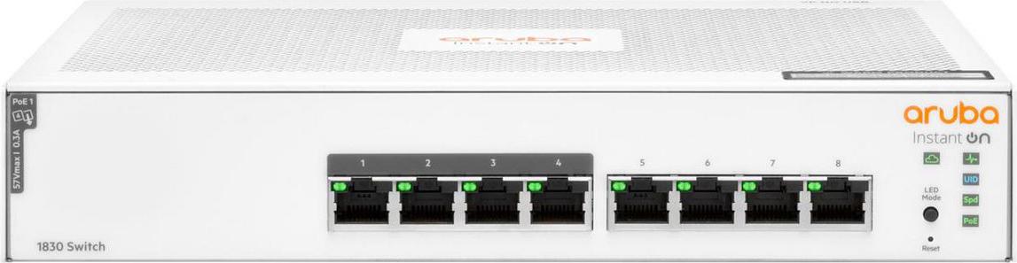 HPE HP Enterprise Aruba Instant On 1830 8G 4P Class4 PoE 65 W, verwaltet L2, Gigabit Ethernet, 1U, JL811A