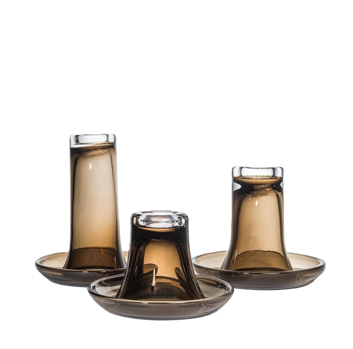 Maison pedderey DBT Kerzenständer-Leuchter Luz Topaz Glas Schwarz-Braun D 20cm H 13cm (im Foto mittig) 20288 TO   1