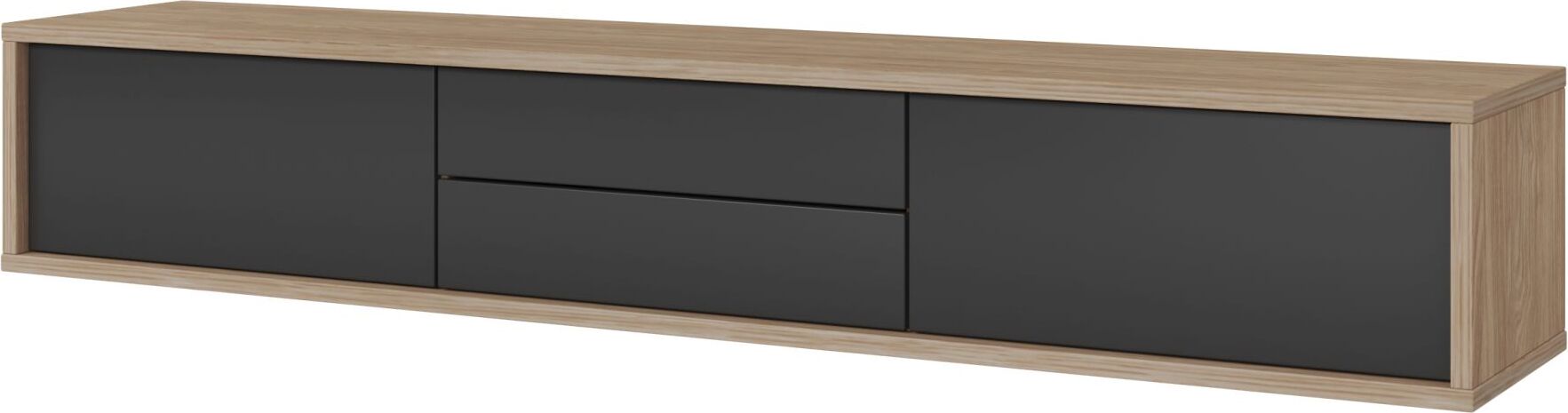 Selsey Moddern - TV-Lowboard mit Schubladen und Wandmontageoption, Eiche / Anthrazit, 180 cm