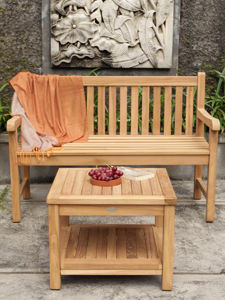 Gartenbank Teakholz 130 cm breit, 2-Sitzer Bank Teakea massiv Fa055130