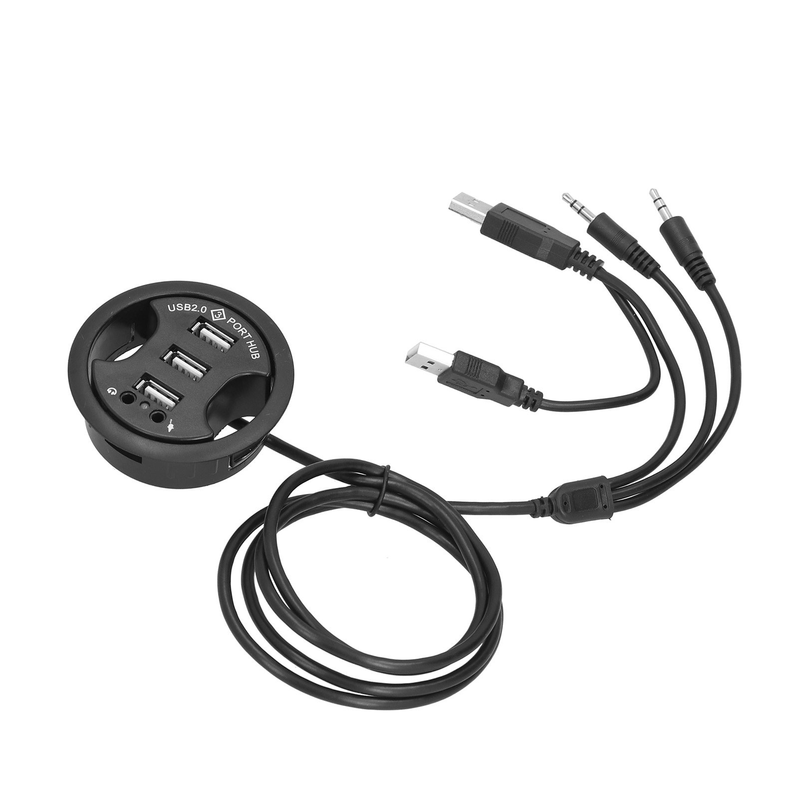 Stolný rozbočovač USB, stolný rozbočovač USB, 3-portový rozbočovač USB, okrúhly rozbočovač, rozbočovač s 3,5 mm zvukovým otvorom, príslušenstvo k adaptérom na dáta