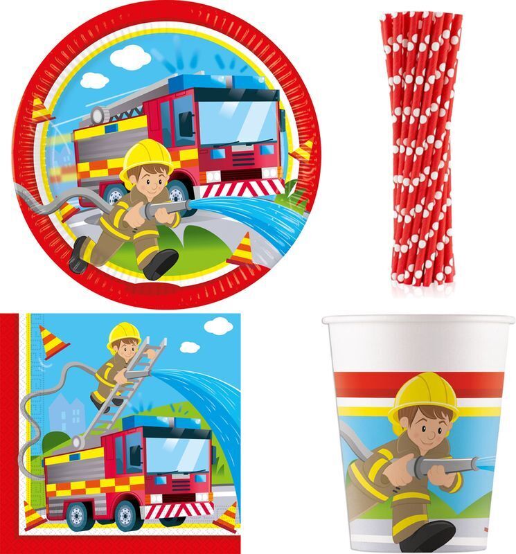 20 Stück Feuerwehr Servietten 33x33cm - Perfekt Für Kindergeburtstage & Mottopartys