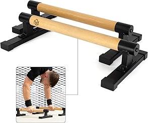 Akhan Müller & Blum Premium low Parallettes Holz inkl. Handgelenksbandagen, nachhaltige & rutschfeste Liegestützgriffe, ideal für Liegestütze & Handstand, Push Up Bar, Calisthenics Equipment 174880230