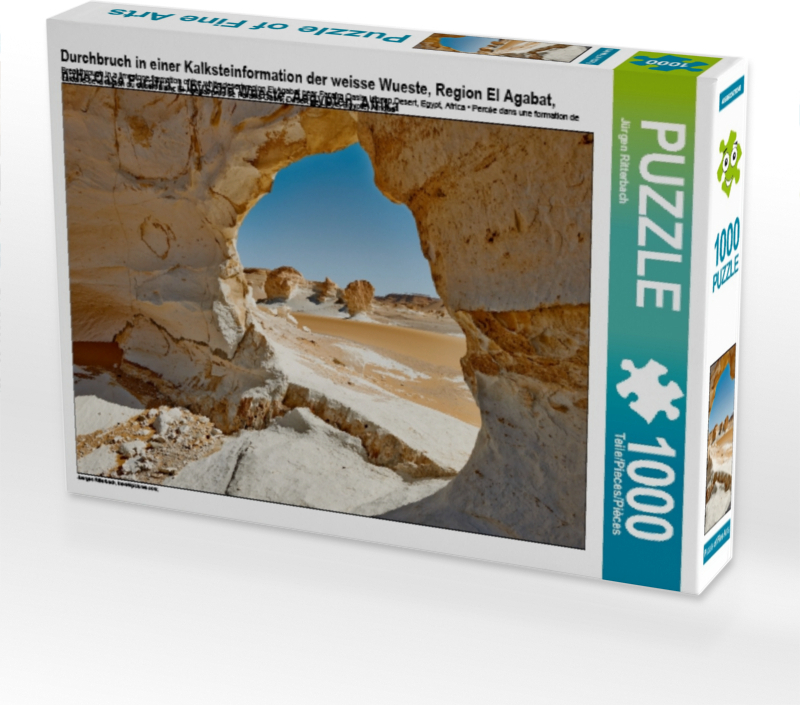 Calvendo Durchbruch in einer Kalksteinformation der weisse Wueste, Region El Agabat, nahe Oase Farafra, Libysche Wueste, Aegypten, Afrika 1000 Teile Puzzle quer 640x480mm, Ritterbach Jürgen; 7325541