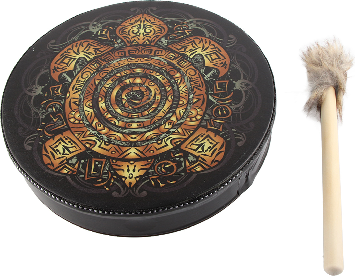 Totem Turtle Drum, nástroje zvukovej terapie, holý ručný bubon, šamanský bubon, šamanský ručný bubon