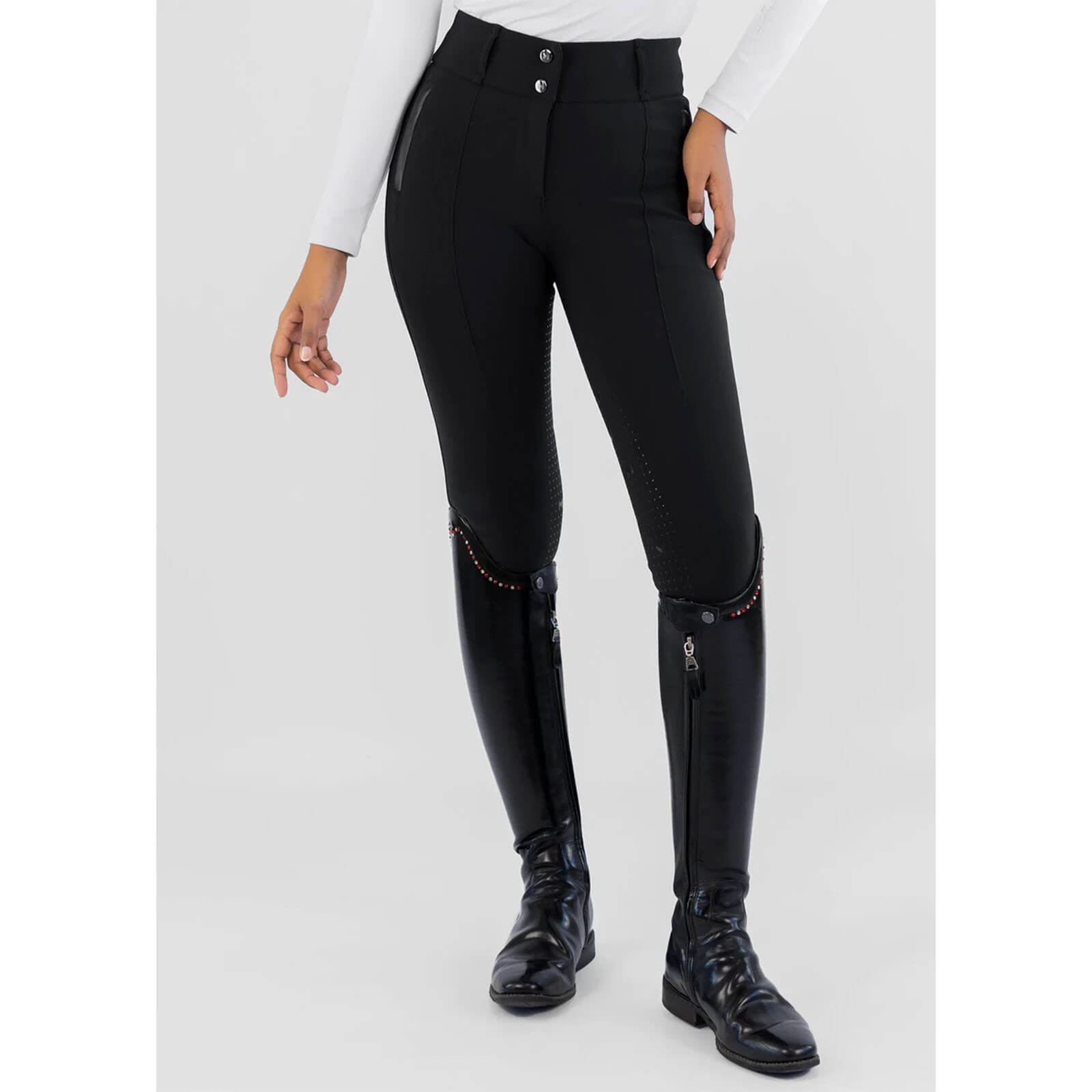 Maximilian Equestrian Reithose Damen Full-Grip Honour Damenreithose Black L