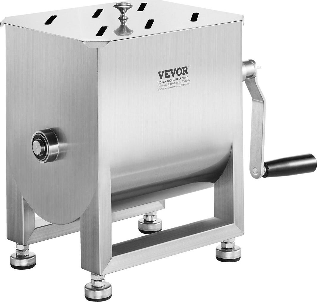 VEVOR Manueller Fleischmischer mit 15-Liter-Behälter, max. 15 lb, für Fleisch- und Wurstmischer, silberfarben